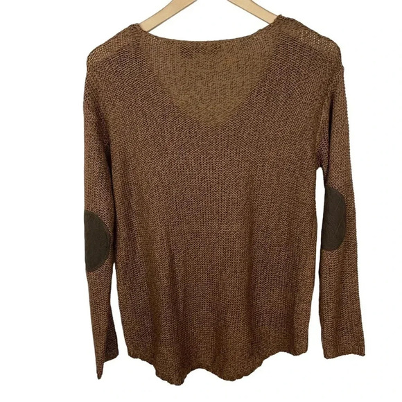 RDI V-Neck Faux Suede Elbow Patch Sweater - Picture 8 of 11